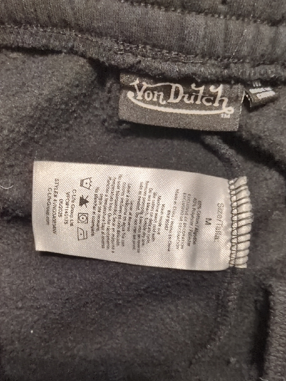 Von Dutch Black Rhinestone Jogger Sweatpants Size Medium - Picture 6 of 7